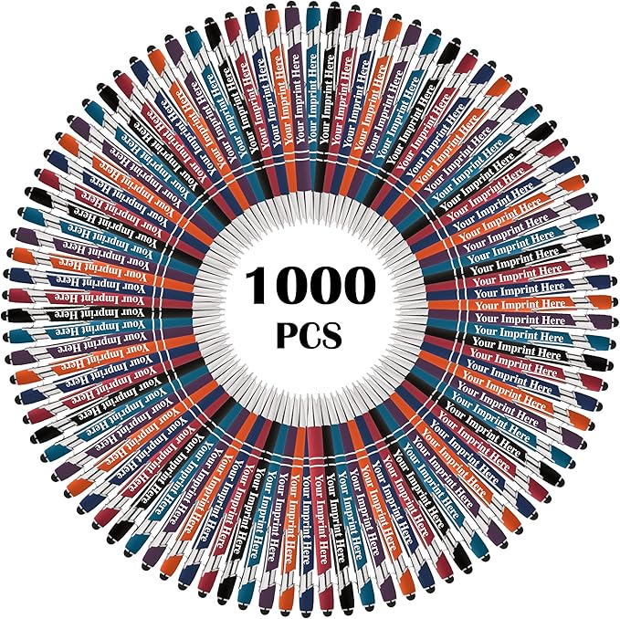 Up to 500 Pcs Custom Pens Bulk | Rainbow of Colors | Soft-Touch Metal Black Ink Personalized with Name or Message (Assorted, 1000 pcs)