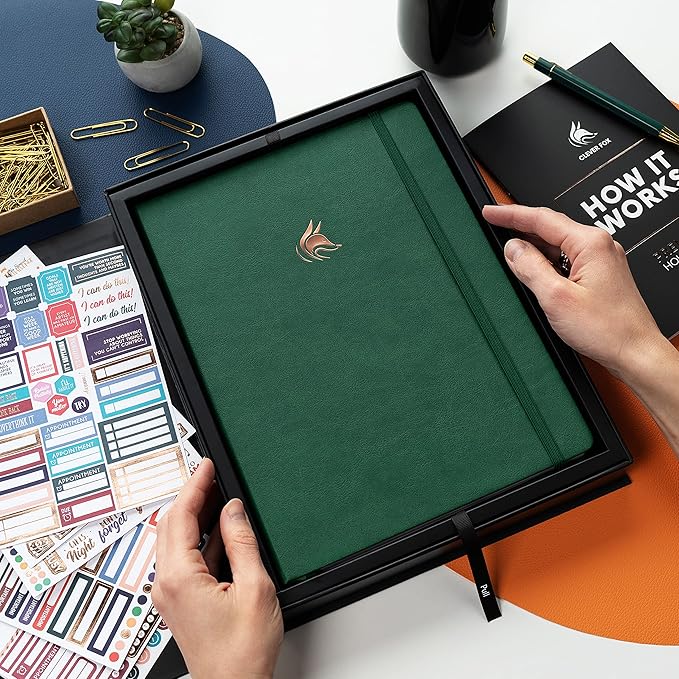 Clever Fox Hourly Planner PRO Premium – Undated Schedule Planner with Daily Time Slots – Personal Organizer Notebook for Time Management – Weekly & Monthly Life Journal, A4 size (Forest Green)