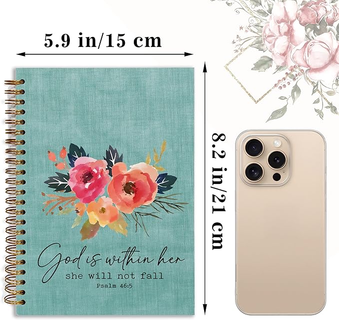 YOU FOUND ME Bible Notebook, A5 Spiral Christian Journal, Bible Verse-God is Within Her She Will Not Fall, Inspirational Notebooks for Women, Bible Study, Gift for Birthday Christmas, Office Supplies