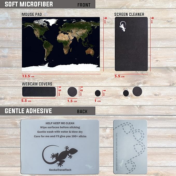 Adhesive Mouse Pad - Peel and Sticks to Any Surface - Travel Mouse Pad, Sticky for Any Surface - Excellent Tracking - Earth Satellite MAP