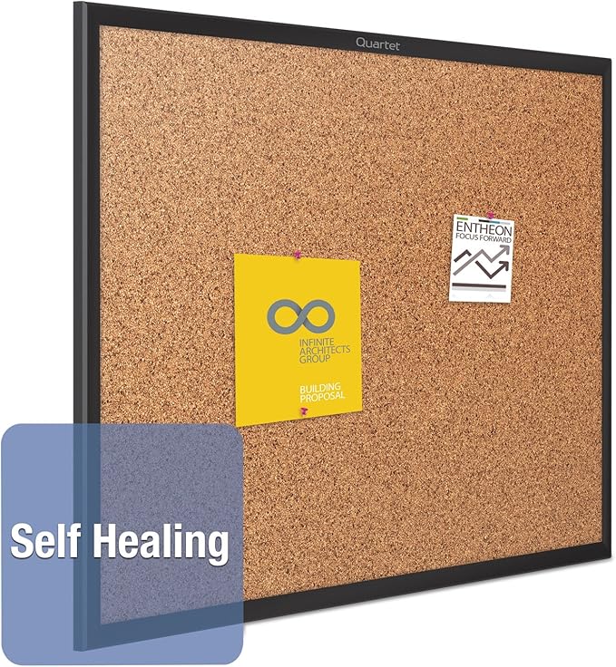 Quartet Cork Board, Bulletin Board, 2' x 1.5' Corkboard, Black Frame (2301B)