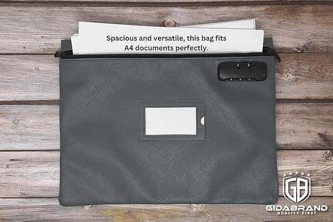 Grey Notary Bag | 14x11 inch | Locking Document Case with Zipper | Carrying Case for Notary Kit, Stamp, Embosser, Ink Pad, and Valuables