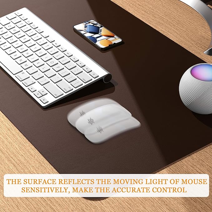 YSAGi Non-Slip Leather Desk Pad, Waterproof Laptop Computer Desk Keyboard Mat, Table Protector Blotter Mat, Large Mouse Pad for Office/Work/Home/Decor(Dark Brown, 23.6" x 13.7")