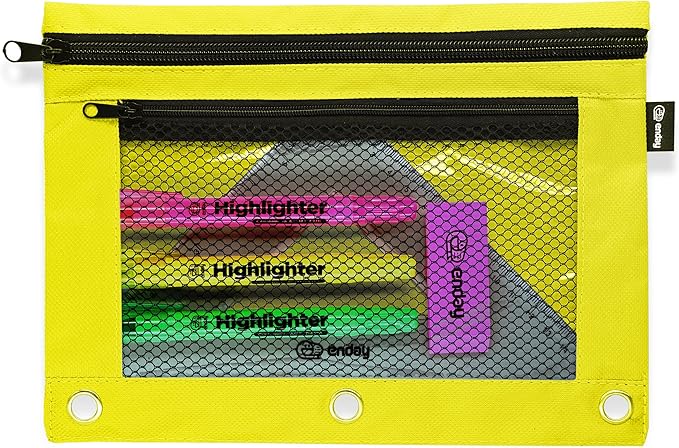 Enday Green Pencil Pouch For 3 Ring Binder, Zippered Binder Pencil Pouches, 3 Ring Pencil Pouch for Binder, Pencil Case for Binder, Large Pencil Bags for School, Home, and Office