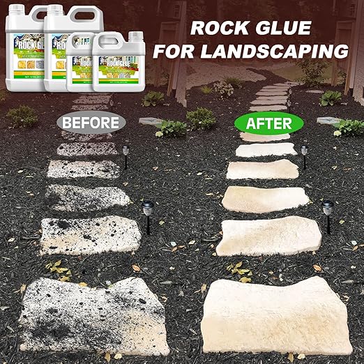 Mulch Glue for Landscaping, 0.5 Gallon Rocks Glue, Fast-Drying Adhesive for Rock, Gravel & Mulch, Non-Toxic, Long-Lasting Stabilizer for Pine Straw, Pebbles & Weed Barrier, Strong Spray for Outdoor