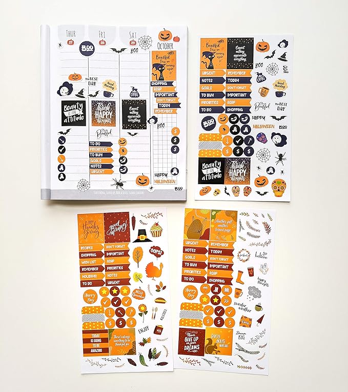 Vladi Creative Aesthetic Planner Stickers – 718 Matte Stickers / 13 Sheets – Seasonal, Holiday, Functional & Productivity – Easy-Peel – Ideal for Bullet Journals, Calendars, Scrapbooking