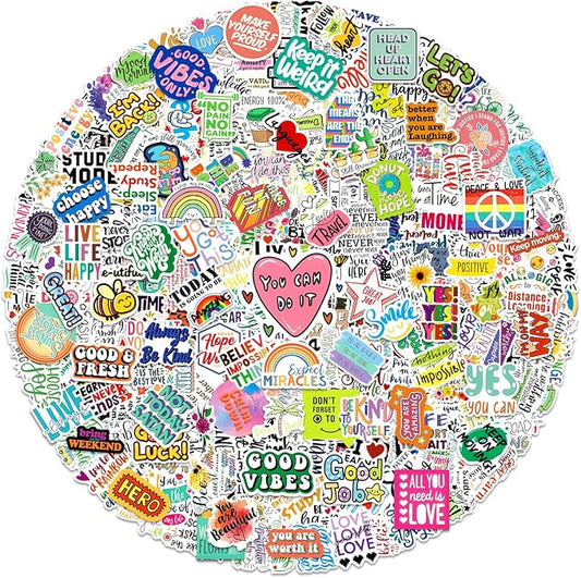 Greingways 300 PCS Inspirational Stickers for Adults, Motivational Water Bottle Stickers for Teens Kids Teachers, Journaling Scrapbook Laptop Positive Quote Vinyl Sticker for Vision Board Supplies