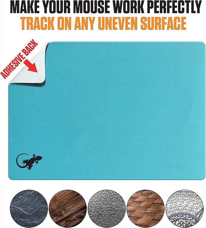 Mouse Pad Adhesive Bottom - Sticks to Any Surface - Portable - Webcam Covers and Screen Cleaner Included (2 Pack - Blue and Navy)