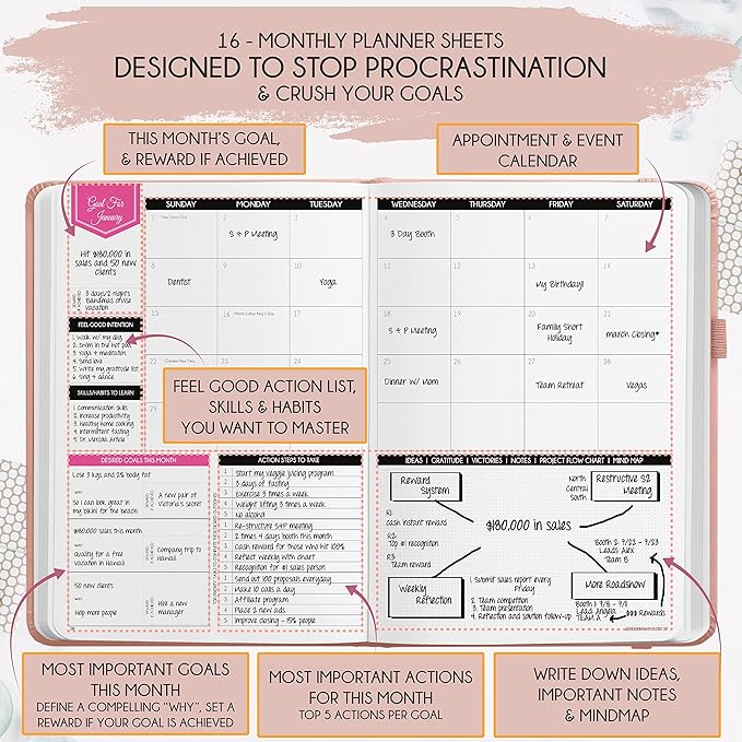 2025-2026 Planner Weekly and Monthly | 16-Month Life Planner to Increase Focus & Productivity | Reduce Overwhelm & Achieve Your Biggest Goals | Include Gift Box & Stickers | Sep 2025-Dec 2026