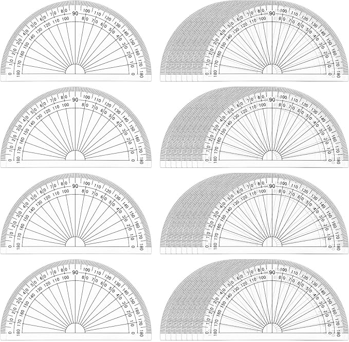 Zonon 200 Pcs 4 Inch Clear Plastic Protractor Bulk Math Protractors Set 180 Degrees Geometry Drafting Tools for Classroom Industry Office Back to School Supplies