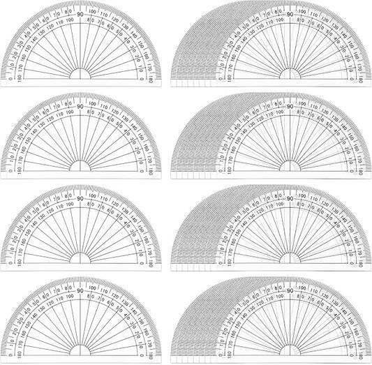 Zonon 100 Pcs 4 Inch Clear Plastic Protractor Bulk Math Protractors Set 180 Degrees Geometry Drafting Tools for Classroom Industry Office Back to School Supplies