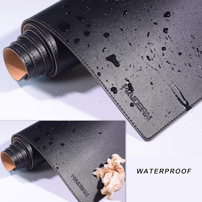 MAIDERN 63” x 7.9” Narrow Table Cover, Reversible Leather & Cork Console Table Mat, Long Slim Table Protector for Sofa Table, Entryway, Sideboard, Hallway, or Buffet Table (Black)