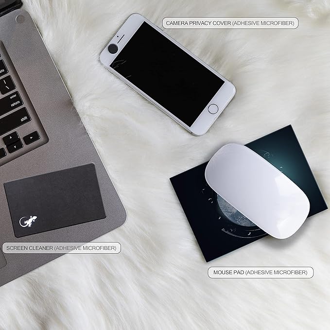 Mouse Pad Adhesive Bottom - Sticks to Any Surface - Portable - Webcam Covers and Screen Cleaner Included (Space Window)