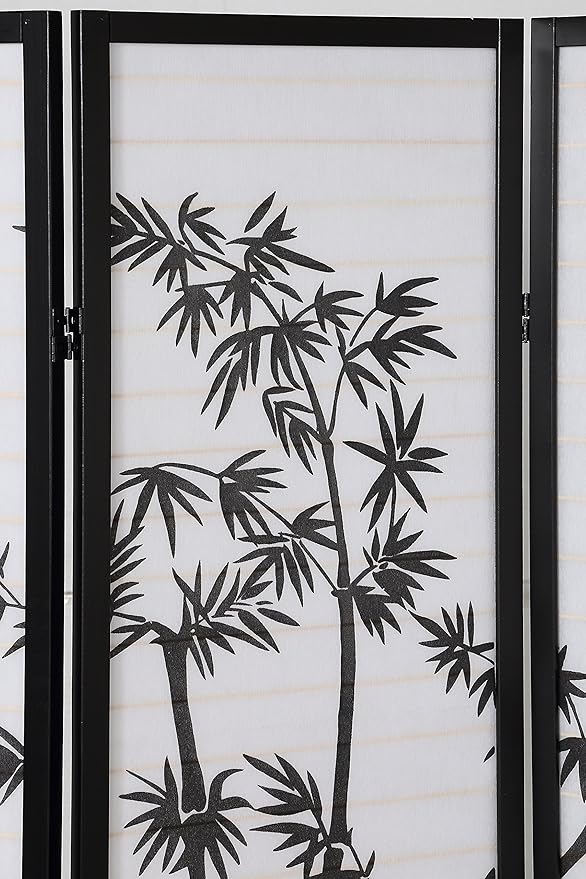 NicBex Room Divider 4 Panel Room Dividers with Oriental Style Partition Room Dividers and Folding Privacy Screens Wall Divider for Home, Office, Room Separation,72" W x 1" D x 71" H, Black