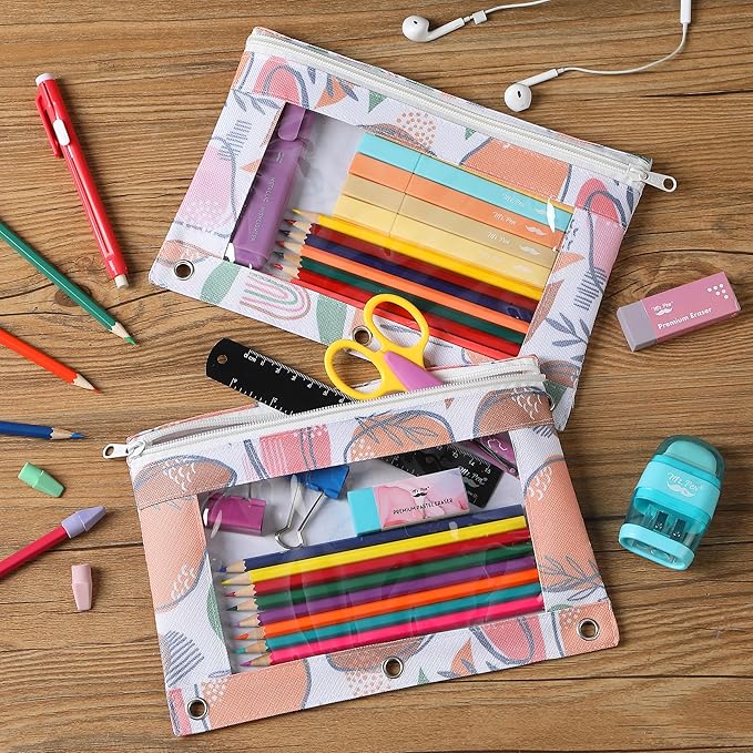 Mr. Pen- Pencil Pouch 2Pack - Zipper Pencil Cases for 3-Ring Binder