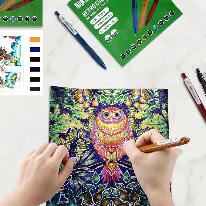 MyLifeUNIT Retractable Gel Pens, Quick Dry Ink Vintage Colors Pens for Journaling, Medium Point (0.5 mm), 10 Assorted Colors