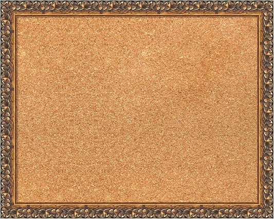 Amanti Art Natural Cork Board for Wall, 16x20 Vision Board with Bronze Frame, Small Corkboard Office Decor for Home Organization, Traditional Corkboard Pinboard to Display Items for Home Organization