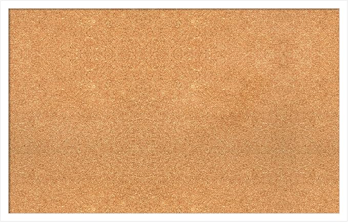 Amanti Art Natural Cork Board for Wall, 21x33 Vision Board with White Frame, Large Corkboard Office Decor for Home Organization, Modern Corkboard Pinboard to Display Items for Home Organization in