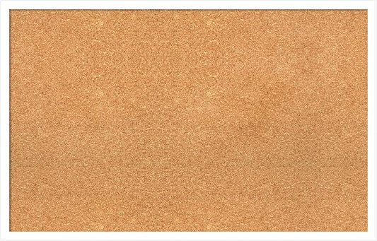 Amanti Art Natural Cork Board for Wall, 21x33 Vision Board with White Frame, Large Corkboard Office Decor for Home Organization, Modern Corkboard Pinboard to Display Items for Home Organization in