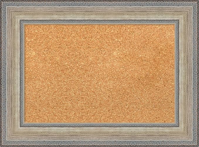 Amanti Art Natural Cork Board for Wall, 17x23 Vision Board with Silver Wood Frame, Small Corkboard Office Decor for Home Organization, Traditional Corkboard Pinboard to Display Items for Home