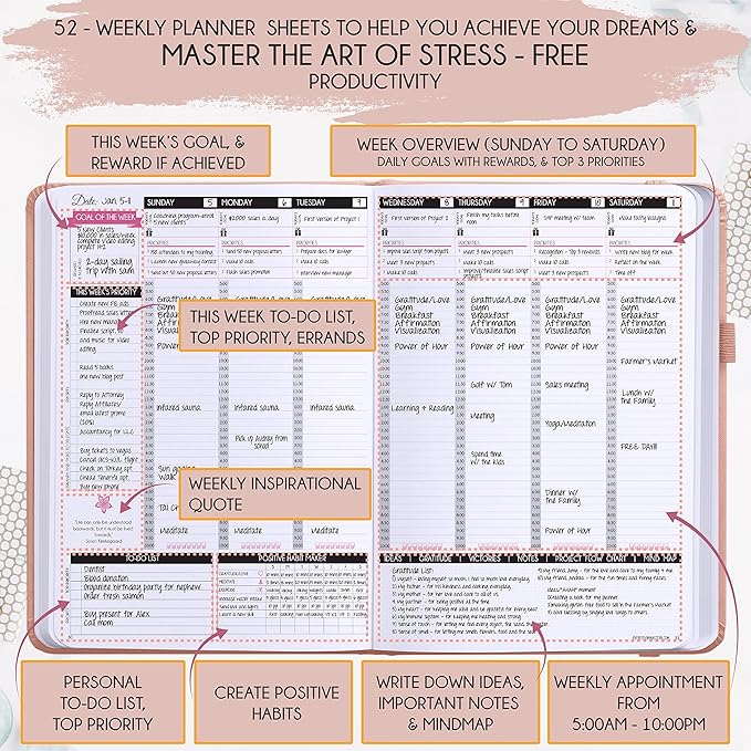 2026 Planner Weekly and Monthly | Undated Law of Attraction Planner | A 12 Month Journey for Productivity, Gratitude & Goal Setting | Includes Foldable Vision Board, Gift Box & Stickers
