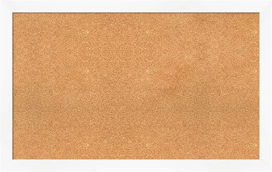 Amanti Art Natural Cork Board for Wall, 27x43 Vision Board with White Frame, Large Corkboard Office Decor for Home Organization, Modern Corkboard Pinboard to Display Items for Home Organization in