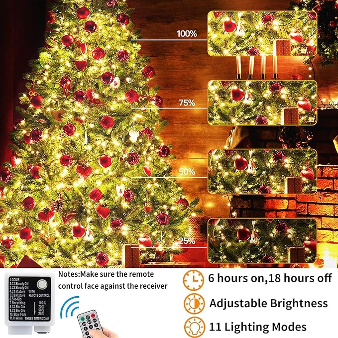 Haili 1000 Led Christmas Lights, Plug in 8 Lighting Modes Waterproof, Outdoor Christmas Lights for Tree Yard Party Indoor Outside Decorations (393FT, Color Changing)