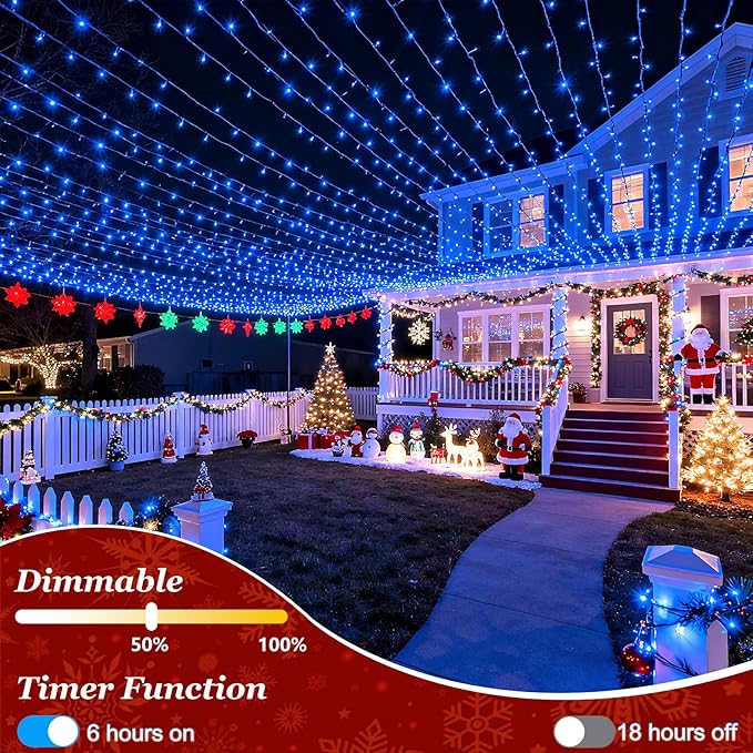 1500 LED Christmas Lights Outdoor with 12 Modes, 470FT Green Wire Christmas String Fairy Lights with Timer & Dimmable, Waterproof Twinkle Tree Lights for House Patio Party Wedding Xmas Decor, Blue