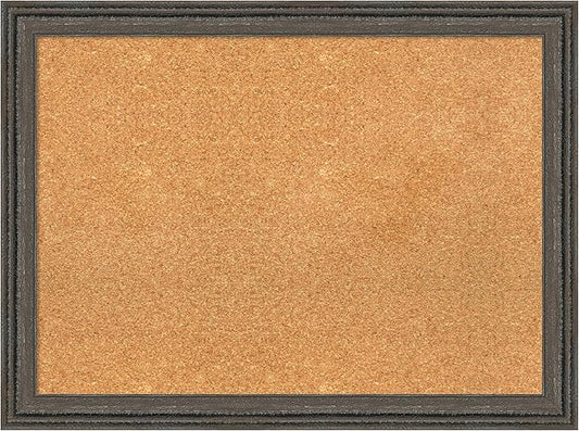 Amanti Art Natural Cork Board for Wall, 23x31 Vision Board with Brown Wood Frame, Medium Corkboard Office Decor for Home Organization, Rustic Farmhouse Corkboard Pinboard to display items for home