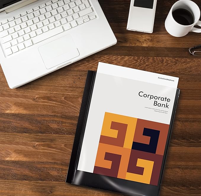 Better Office Products 12 Pocket Bound Presentation Book, Black, Clear View Front Cover, 24 Sheet Protector Pages, 8.5" x 11" Sheets, Art Portfolio, Durable Poly Covers, Letter Size (2 Pack)