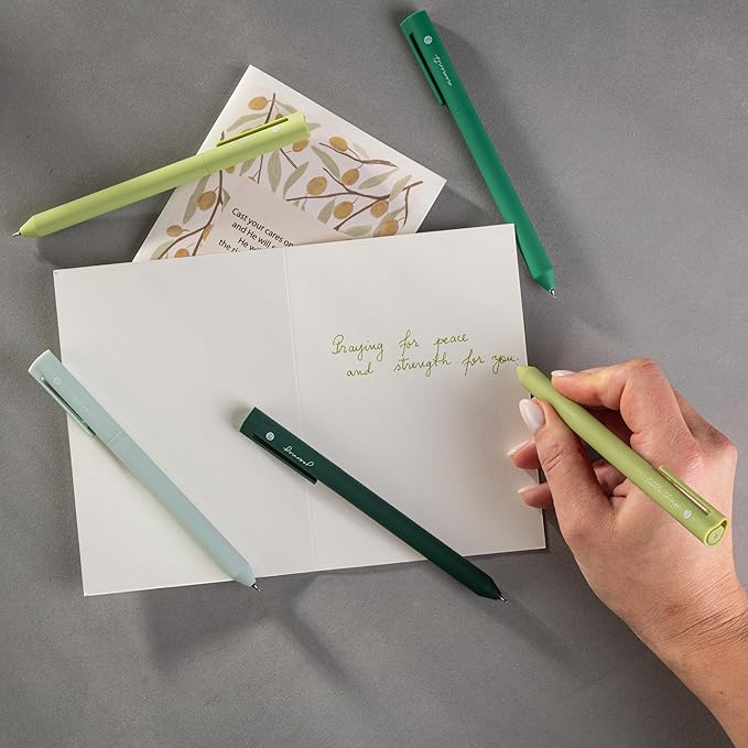 DIVERSEBEE Gel Ink Pens Assorted Colors, 0.5 mm Fine Point, Bible Pens No Bleed Through with Cute Fine Tip, Bible Study Journaling Supplies Set, 5 Pack (Green)