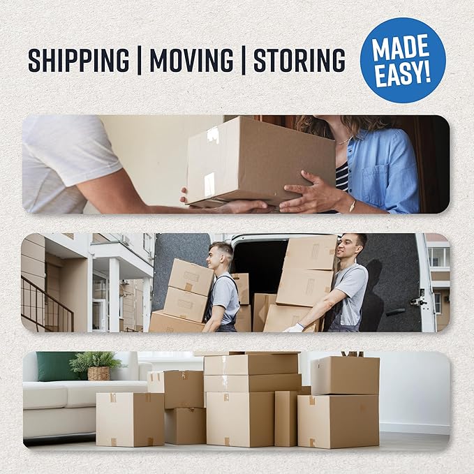 Bryco Goods Heavy Duty Packing and Moving Tape with Dispenser for Shipping and Moving Boxes, 1.88-inch x 22.2 yd, Clear, 6 Tape Rolls with Dispensers