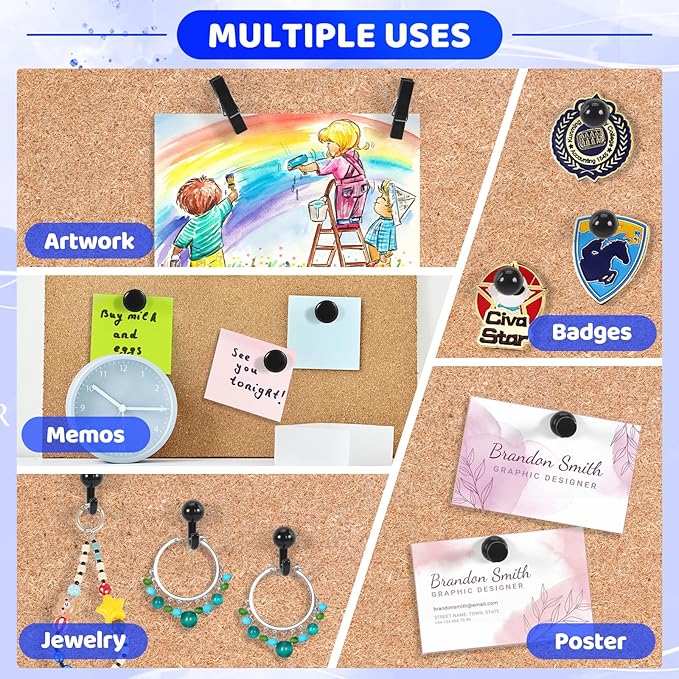 240Pcs Black Push Pins,5 Style Thumb Tacks, Black Plastic Push Pins for Bulletin Boards, Cork Board,Wall,Cork Board Accessories, Office Home Supplies