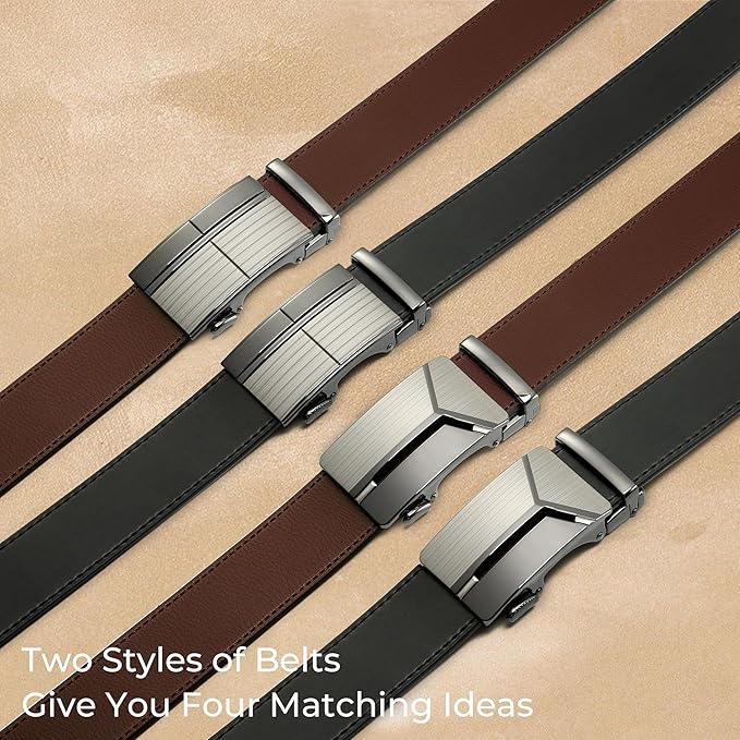 CHAOREN Leather Ratchet Belt Men 2 Pack - Customizable Fit, Effortless Style (35mm)