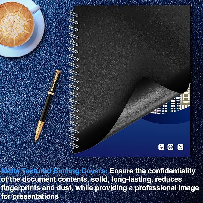 Ndsox 100 Pack 12 Mil Binding Presentation Covers Sand-Textured Polycover Report Covers for Letter Size Document Binding, Business Proposals, 8-1/2 x 11 Inches, Un-Punched, Square Corners, Black