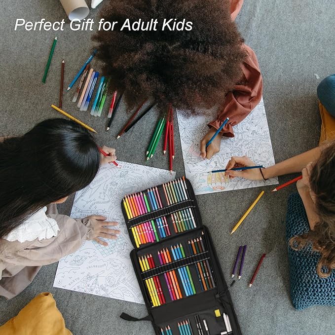 KALOUR 106 Coloring Sketching Kit Set - Art Supplies with Sketchbook & Watercolor Paper - Include Drawing Tutorial, Watercolor,Colored,Metallic,Fluorescent,Sketch Pencils - for Artists beginner