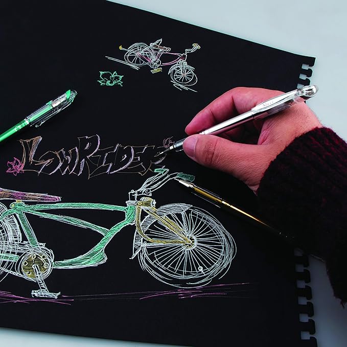 Pentel Arts Slicci Metallic 0.8 mm Needle Tip Gel Pen, Metallic Pink Ink, Box of 12 (BG208-Mp)