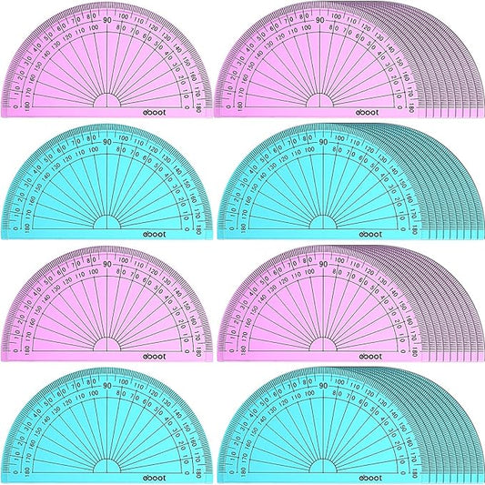 EBOOT 50 Pcs Math Protractors Plastic Protractor 180 Degrees, 4 Inches (Pink,Blue)