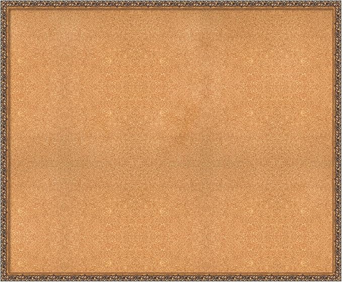 Amanti Art Natural Cork Board for Wall, 38x46 Vision Board with Bronze Frame, Oversize Corkboard Office Decor for Home Organization, Traditional Corkboard Pinboard to Display Items for Home