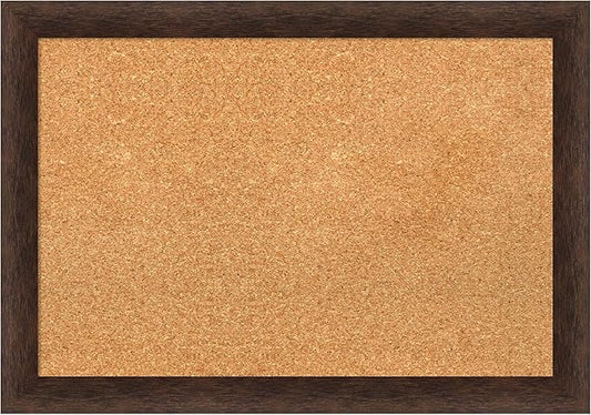 Amanti Art Natural Cork Board for Wall, 19x27 Vision Board with Brown Wood Frame, Medium Corkboard Office Decor for Home Organization, Casual Corkboard Pinboard to display items for home organization