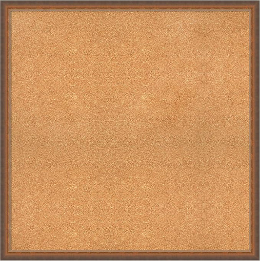 Amanti Art Natural Cork Board for Wall, 34x34 Vision Board with Bronze Frame, Large Corkboard Office Decor for Home Organization, Modern Corkboard Pinboard to Display Items for Home Organization in