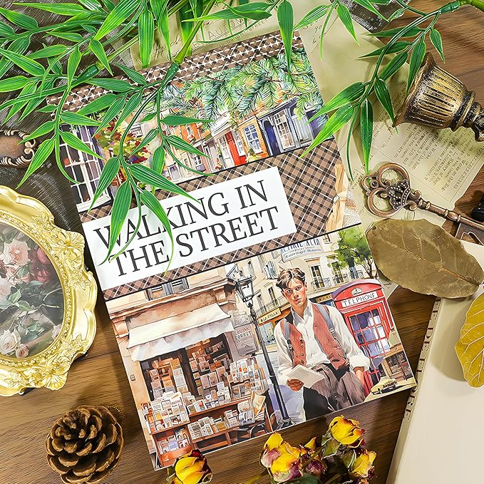 Snycler streetscape Theme Sticker Scrapbooking Supplies for Junk Journal, 20 Sheets PET Stickers - Vintage Journaling Stickers, Ephemera Sticker Book Pre Cut, Planner, Junk Journal Supplies