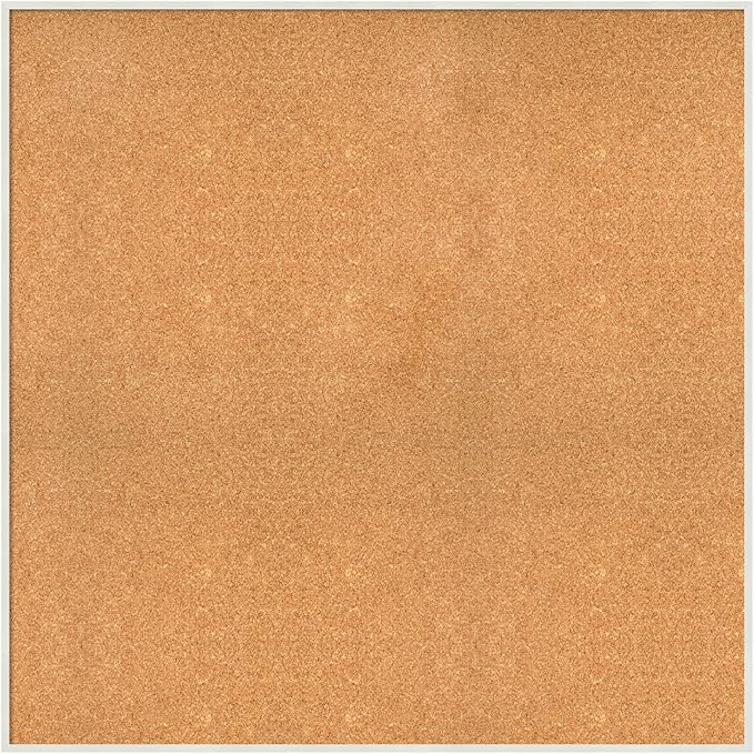 Amanti Art Natural Cork Board for Wall, 37x37 Vision Board with White Frame, Oversize Corkboard Office Decor for Home Organization, Modern Corkboard Pinboard to Display Items for Home Organization in