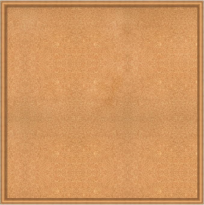 Amanti Art Natural Cork Board for Wall, 38x38 Vision Board with Bronze Frame, Oversize Corkboard Office Decor for Home Organization, Casual Corkboard Pinboard to Display Items for Home Organization