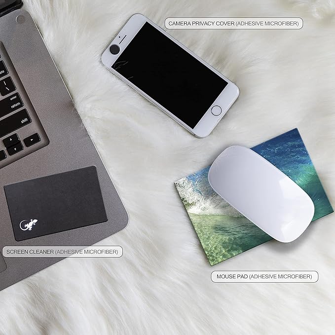 Mouse Pad Adhesive Bottom - Sticks to Any Surface - Portable - Webcam Covers and Screen Cleaner Included (5 Pack - TOP Picks)