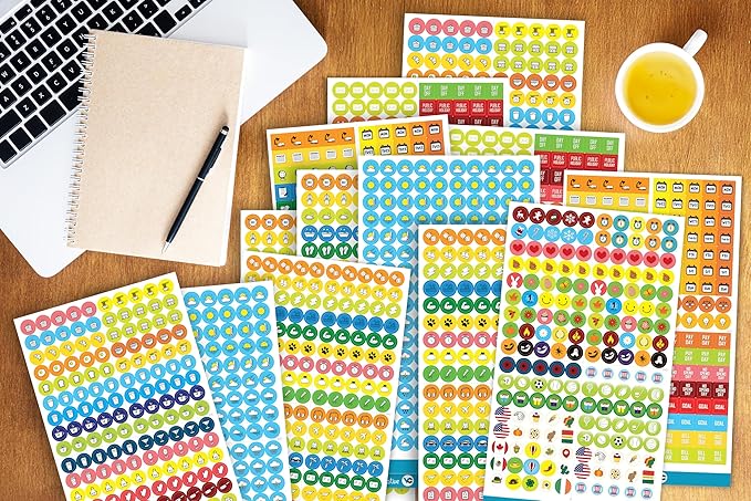 Vladi Creative Small Icons Productivity Boosting & Stay Focused Planner Stickers - 2210 pcs / 14 Sheets Mini Icons Value Pack - Planner Accessories - Perfect for Calendars, Journals, & Scrapbooking