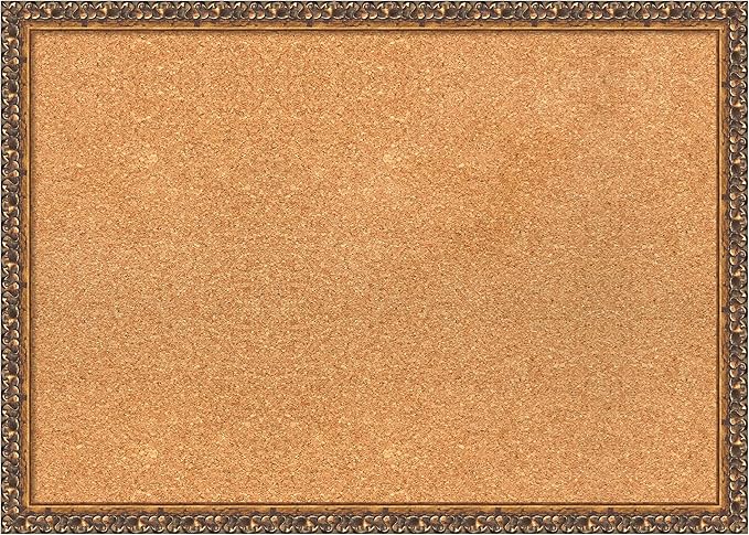 Amanti Art Natural Cork Board for Wall, 20x28 Vision Board with Bronze Frame, Medium Corkboard Office Decor for Home Organization, Traditional Corkboard Pinboard to Display Items for Home