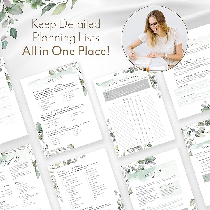 Your Perfect Day Wedding Planner Book and Organizer - Wedding Planner Book - Bridal Planning Binder with Countdown Calendar - Bride Gifts - (FLORAL)
