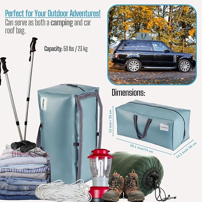 VENO 4 Pack Moving Bags w/Backpack Straps, Heavy Duty, Moving Boxes Alternative, Packing Supplies, Large Storage Totes for Dorm Room Essentials with Zipper for Clothes (Shiny Light Blue, 4 Pack)