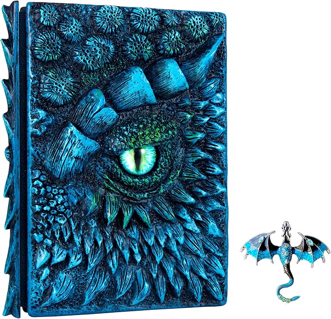 3D Dragon Eye Embossed Journal,Resin Engraving Notebook,Dnd notebook for Dragon Lovers ，Blank Paper,Hardcover Travel Notepad for Writing,Sketchbook,Collection,Gift,Decoration A4 and A5 Size (A5-Blue